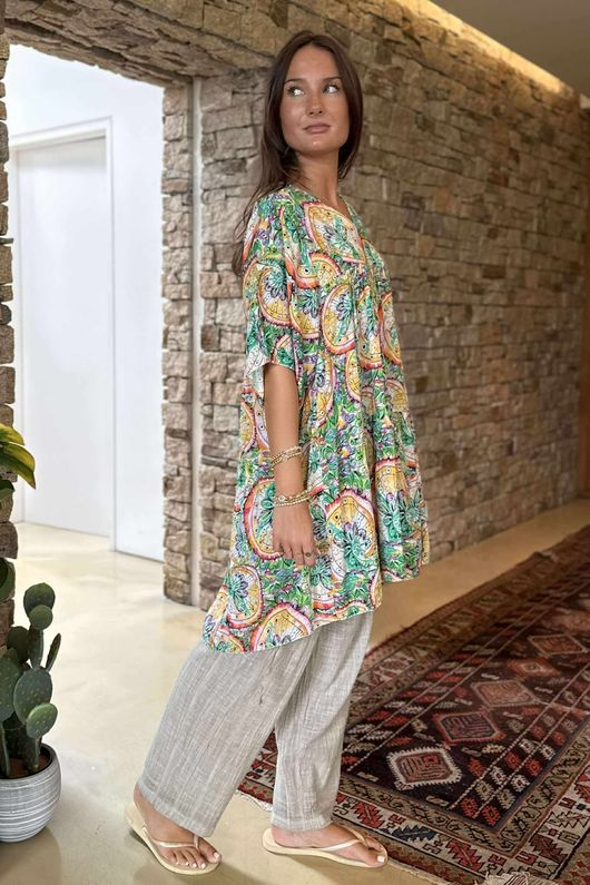 Made in Italy Cosmic Smock Tunic Greens 